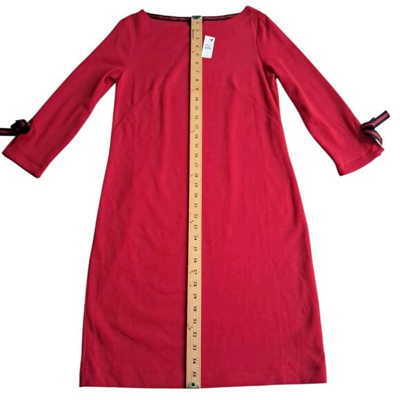 NWT Talbots Dress Red Bow 3/4 Sleeve Sheath Classic Preppy Women's Small - Picture 10 of 10